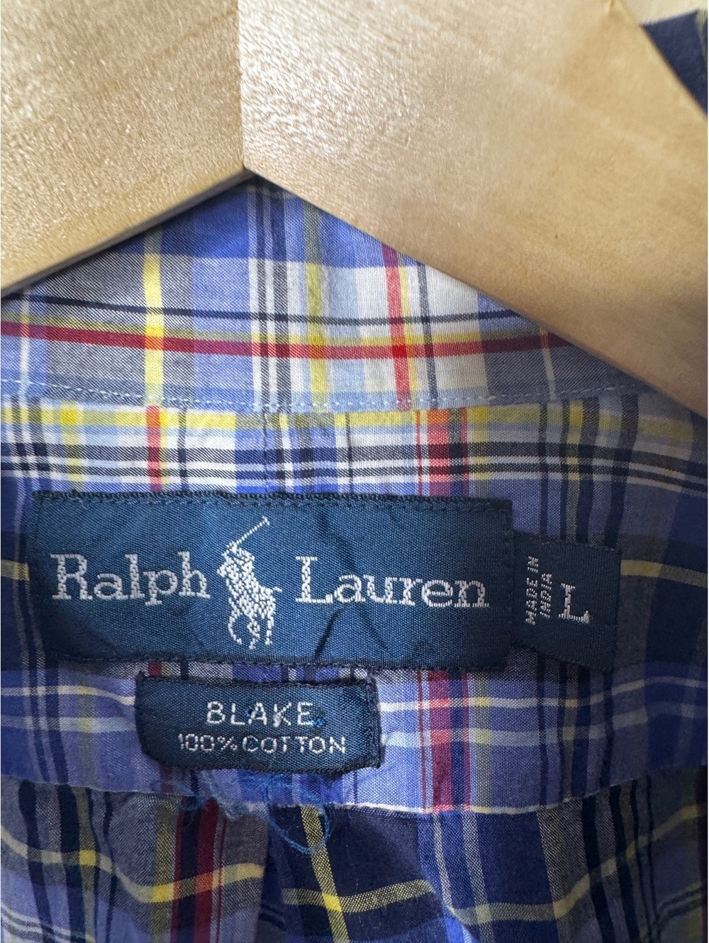 Ralph Lauren Mens XL Blake Shirt Blue Plaid Cotton Short Sleeve Button Down - Picture 2 of 6